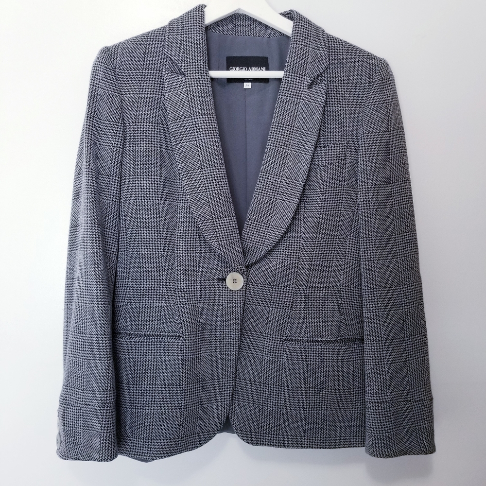 GIORGIO ARMANI Gray Twill Wool Blazer Women sz 38